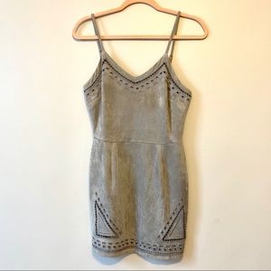 Grey suede mini dress